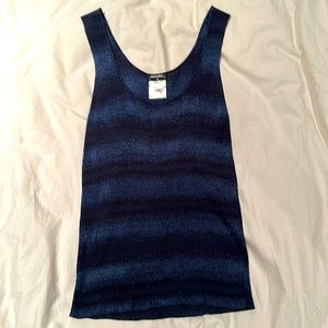 CHANEL slinky two tone blue tank top size 6